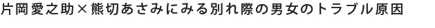 片岡愛之助×熊切あさみにみる別れ際の男女のトラブル原因